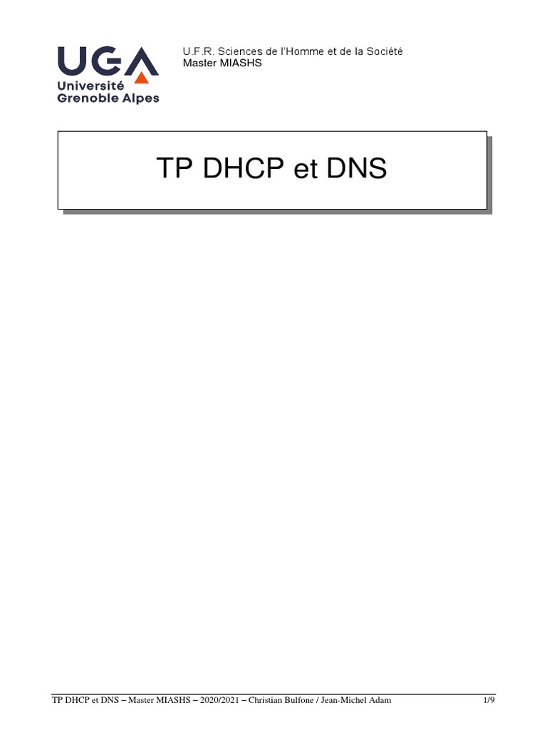 Configuration DHCP et DNS en réseau | PDF | Système de noms de domaines ...