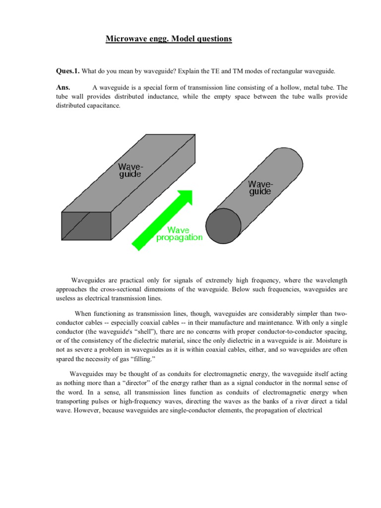 Model Questions and Answer Transmission Line Waveguide