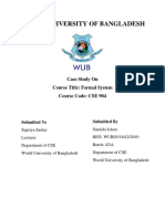 World University of Bangladesh: Case Study On Course Title: Formal System Course Code: CSE 904