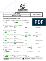 Functions Assignment-3 BATCH-12 (ALL) : Only One Option Correct Type