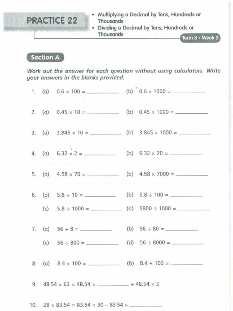 P5 Decimals Revision | PDF