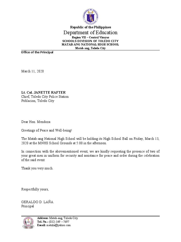 Letter For Tanod PDF