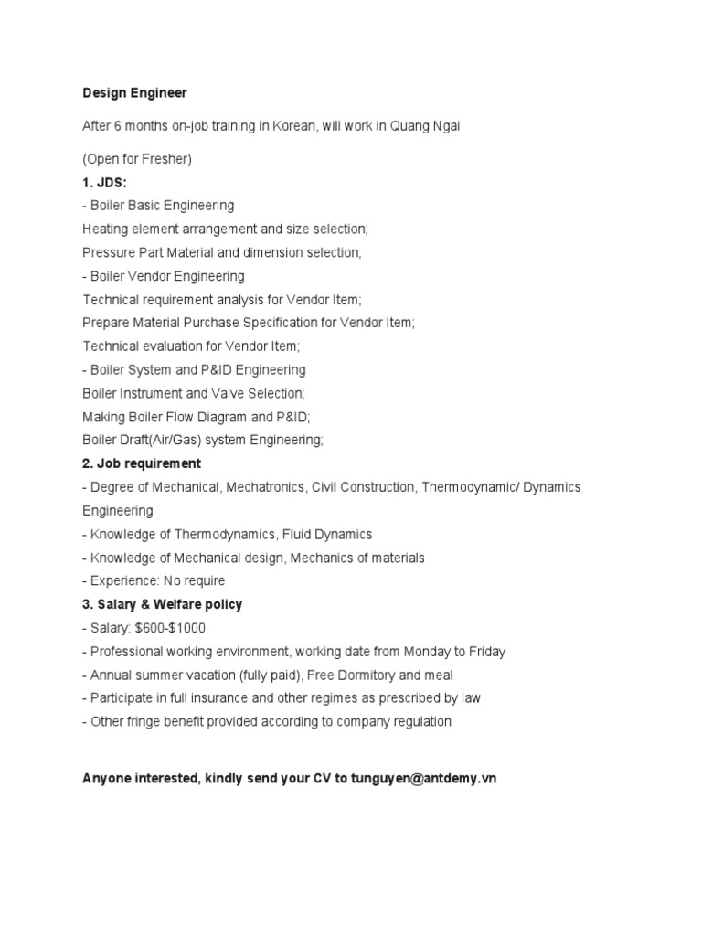 JD Design Engineer Doosan | PDF