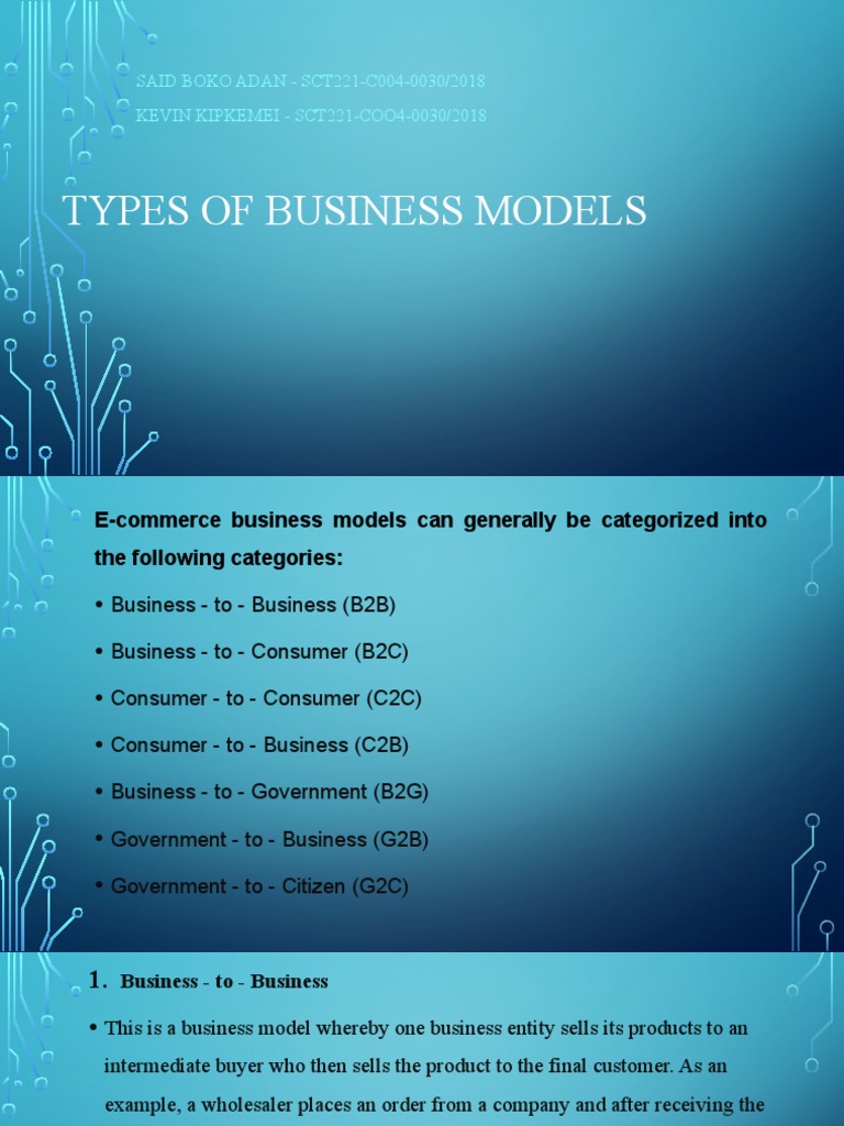 Types of Business Models PDF Business Economics Business Process