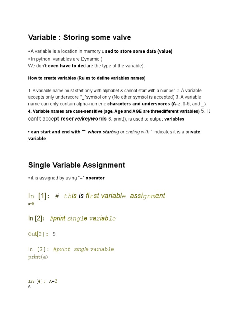 01 - Variables & Output in Python | PDF | Reserved Word | Variable ...