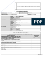 Información General: Formato Planeación, Seguimiento y Evaluación Etapa Productiva