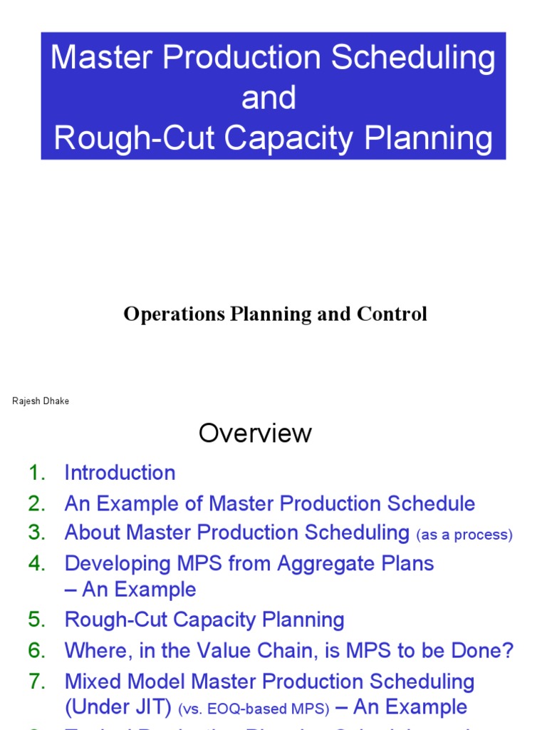 Master Production Scheduling & RCCP Guide | PDF | Scheduling ...