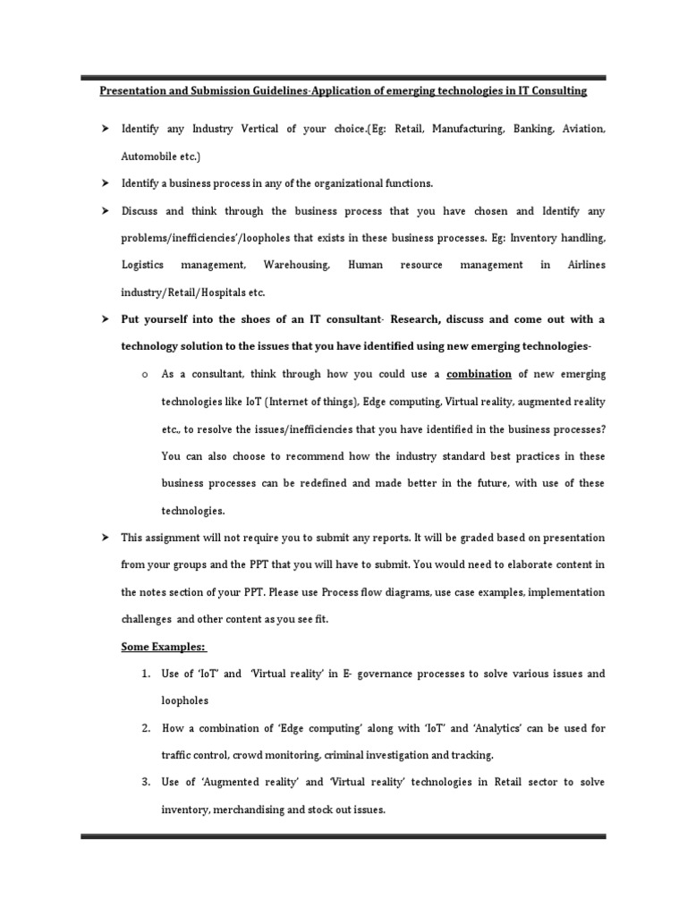 Guidelines For Assignment-Application of Technology in Consulting | PDF ...