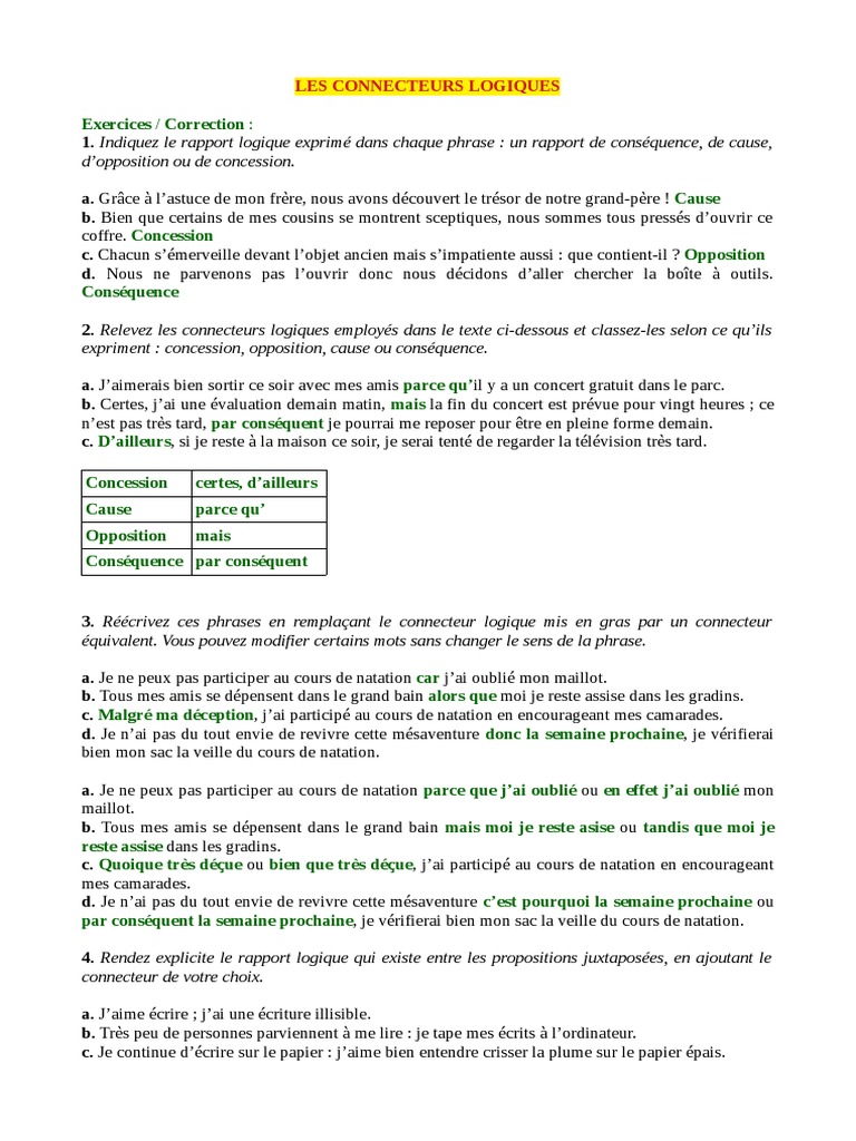 Exercices sur les connecteurs logiques | PDF