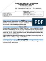 Programa de Clase y Plan de Evaluación Pensamiento Teológico y Vida Religiosa I-2022