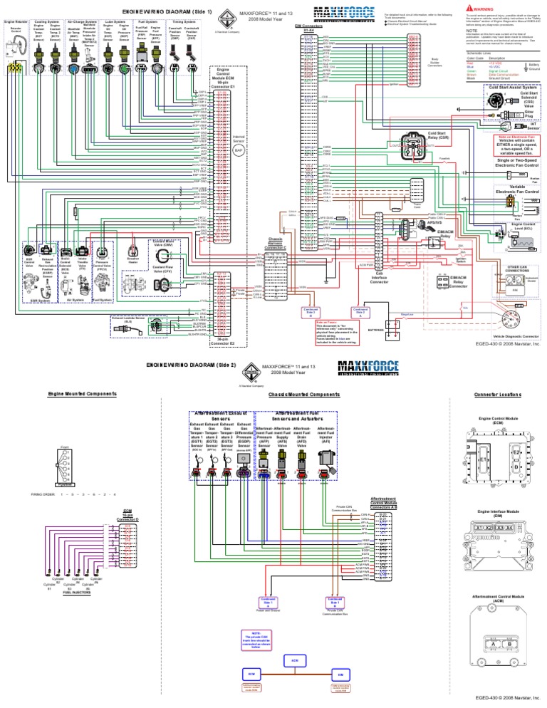 Engine Wiring Diagram (Side 1) : Maxxforce 11 and 13 2008 Model Year
