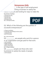 Entrepreneur Skills Questions-Answers