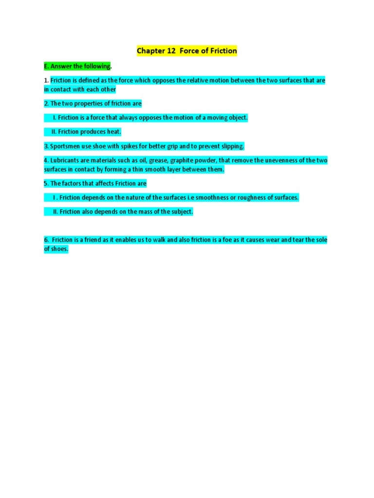Chapter 12 Force of Friction | PDF | Politics | Science & Mathematics