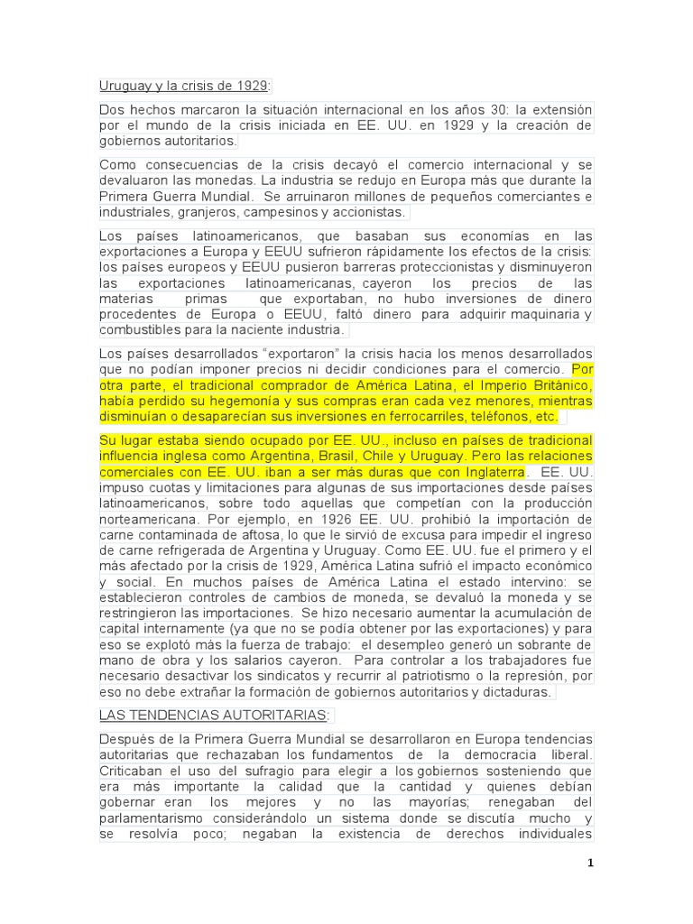 La Crisis de 1929 | PDF | Comunismo | Uruguay