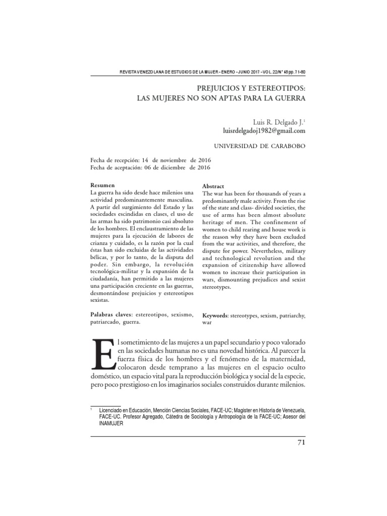 Mujeres en la Guerra: Desafiando Estereotipos | PDF | Mujer | Hombre