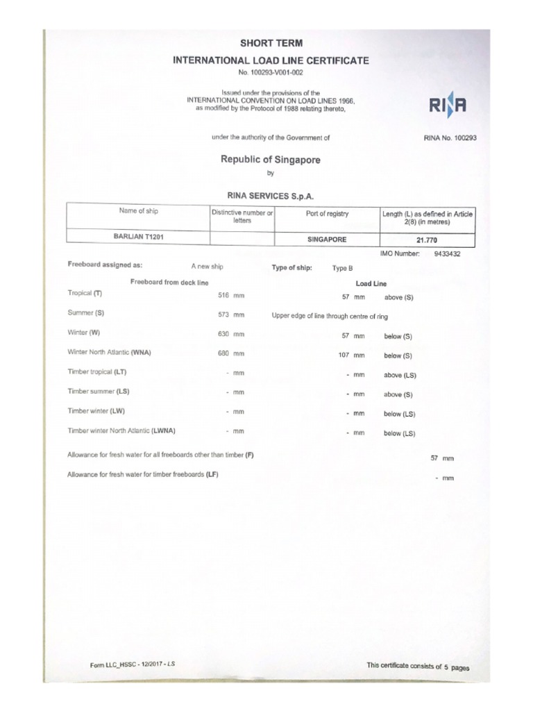 Rina Load Line | PDF