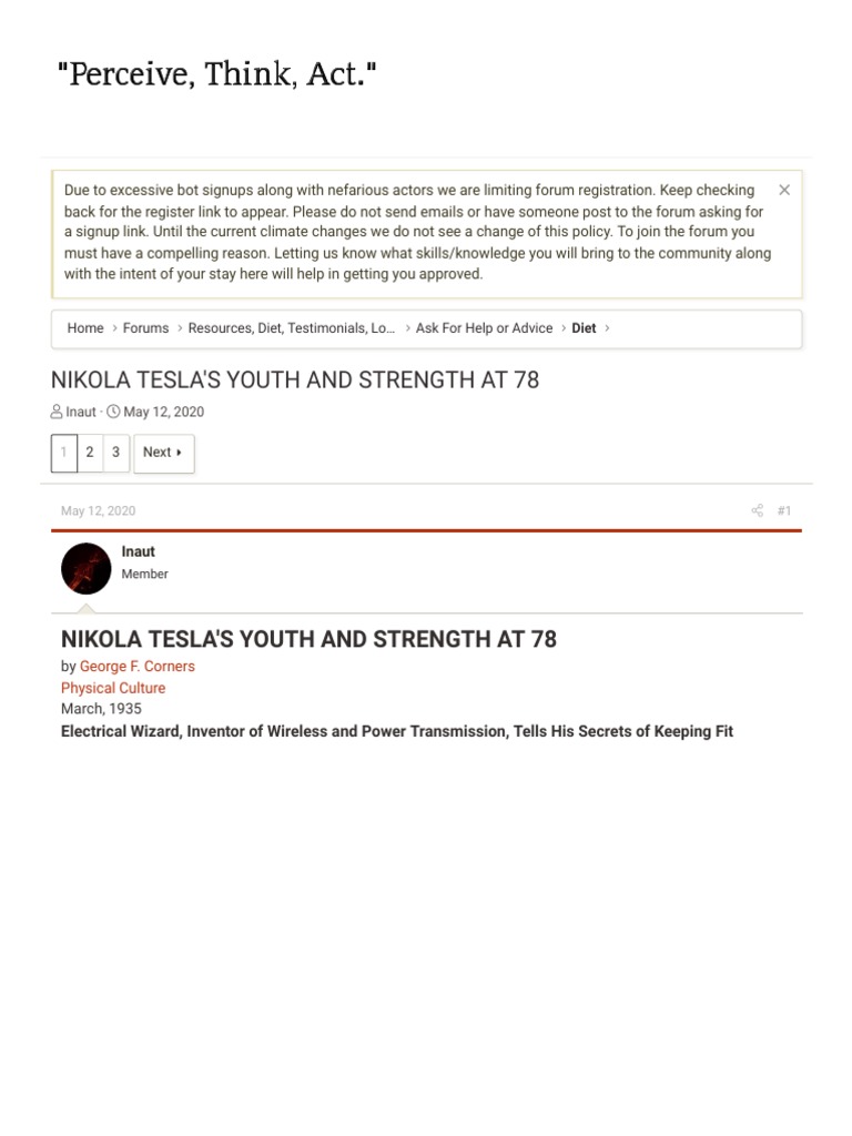 NIKOLA TESLA'S Health at 78 | PDF | Nikola Tesla | Sleep