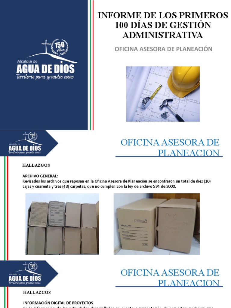 Presentacion Informe de Gestion 100 Dias | PDF | Planificación | Agua