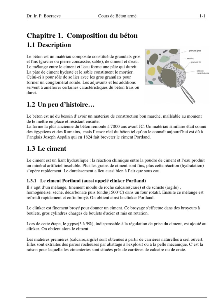 Composition du béton armé PDF Béton Ciment — free download