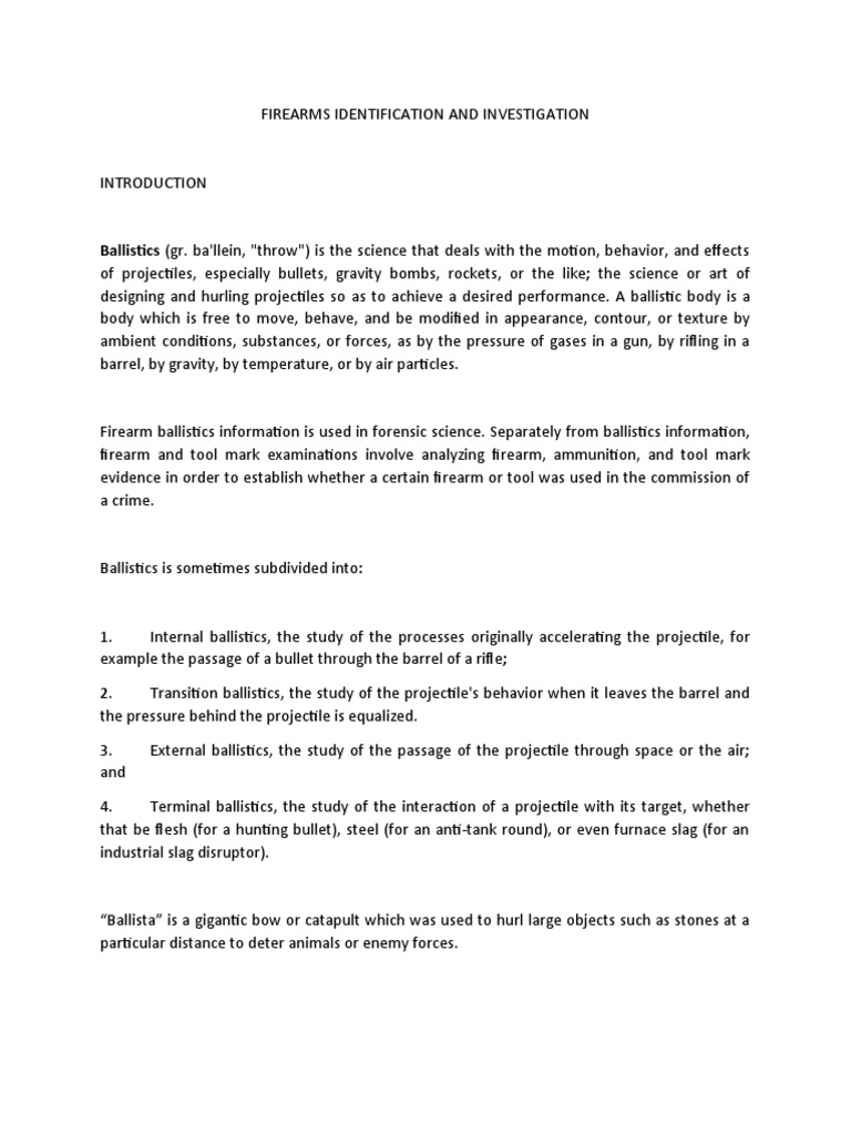 Firearms Identification and Investigation Ballistics | PDF | Gun Barrel ...