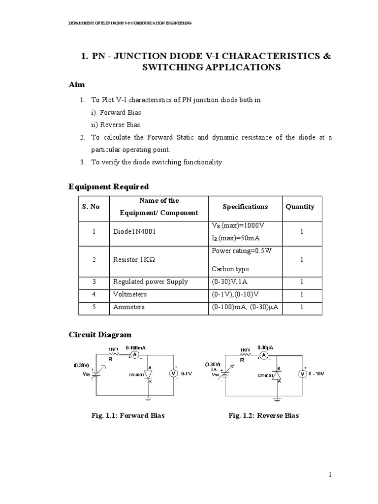 PN Junction & Zener Diode Characteristics | PDF | Rectifier | Diode