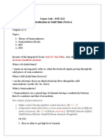 Introduction To Solid State Devices: Course Code - ETE 1211