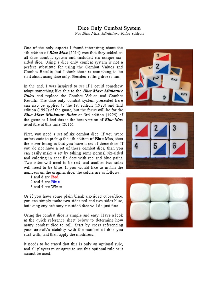 Blue Max Combat Dice | PDF | Dice | Artillery