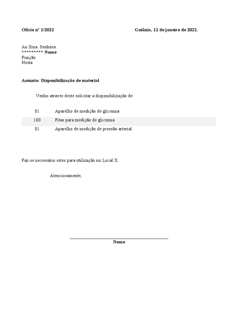 Modelo Ofício Entrega de PDF