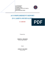 Accomplishment Report in Campus Journalism: Linamanan Elementary School