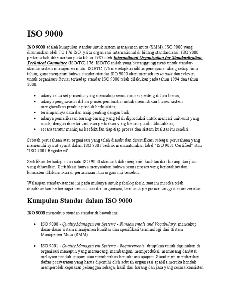 Iso 9000 | PDF | Bisnis