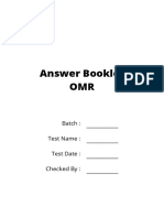 Answer Booklet OMR: Batch: Test Name: Test Date: Checked By