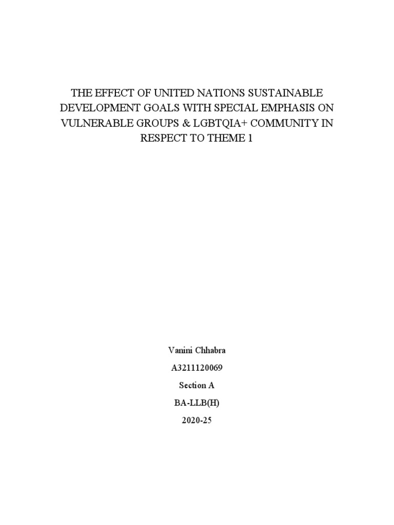 The Effect of United Nations Sustainable Development Goals With Special ...