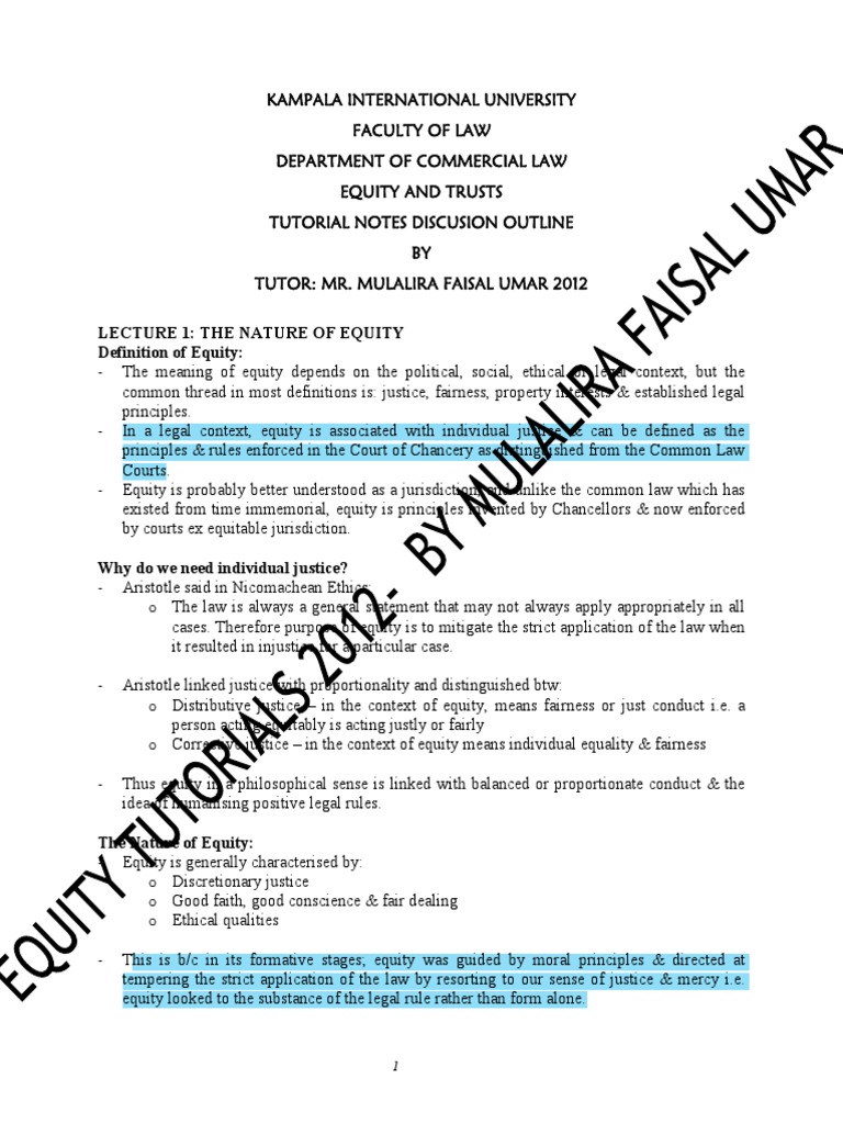 Understanding Equity and Trusts Principles | PDF | Equity (Law) | Trust Law