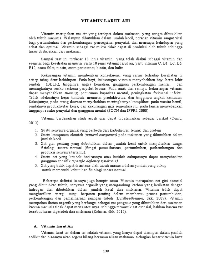 Kebutuhan Vitamin Larut Air untuk Kesehatan | PDF