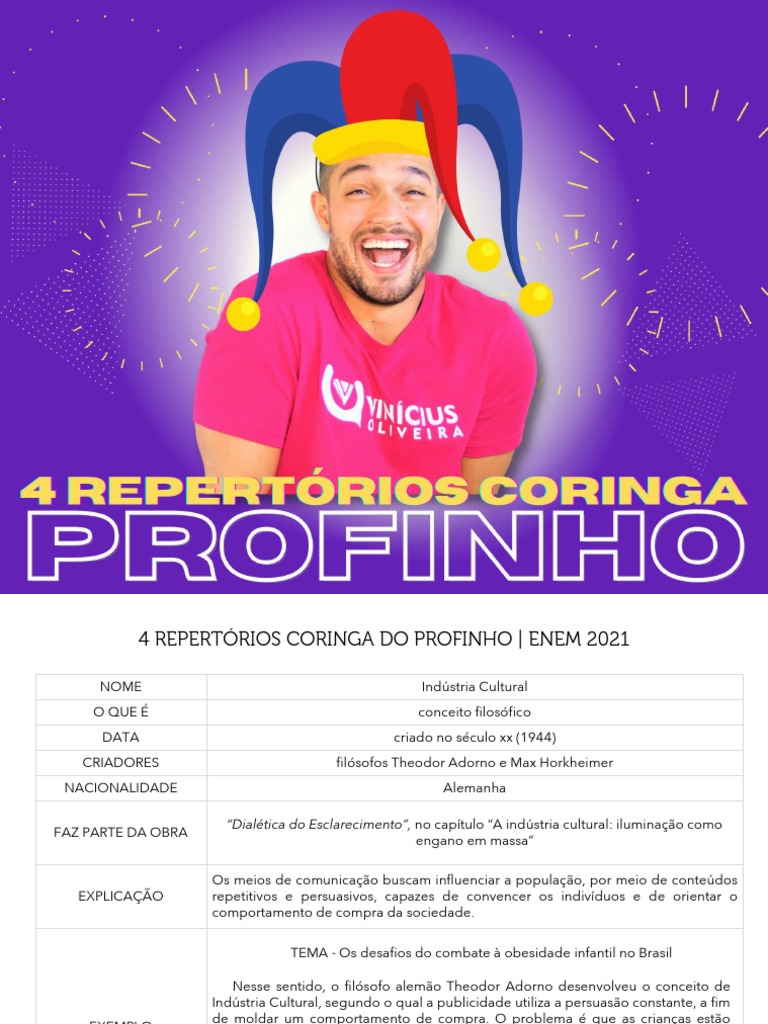 Repertórios Coringa para Redação ENEM | PDF | Theodor W. Adorno ...