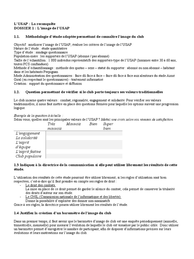 Amélioration de l'image de l'USAP | PDF | Affaires