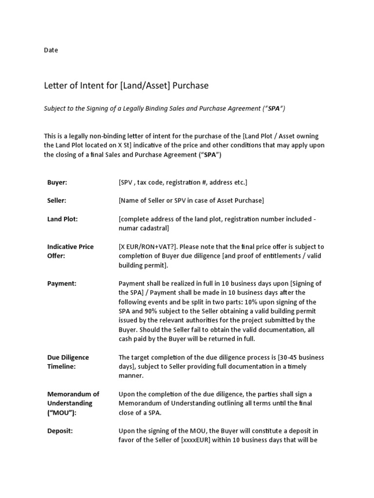 LOI Template | PDF | Sales | Memorandum Of Understanding