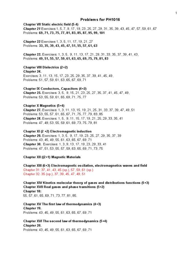 Problems For PH1016: Chapter 31: 37, 41, 43, 45 (Op.), 57, 59, 61 (Op ...