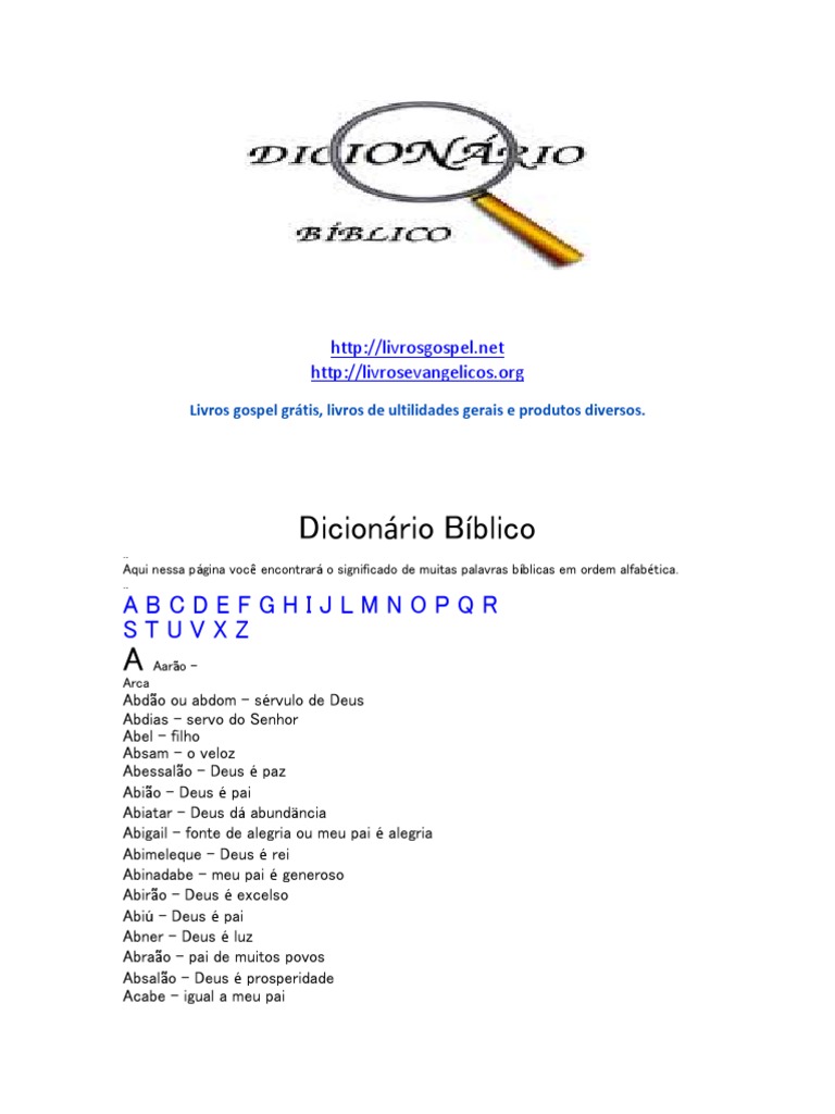 Dicionário Bíblico: significados de palavras bíblicas em ordem ...