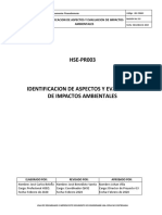 2.HSE-PR003 Identificación de Aspectos e Impactos Ambientales