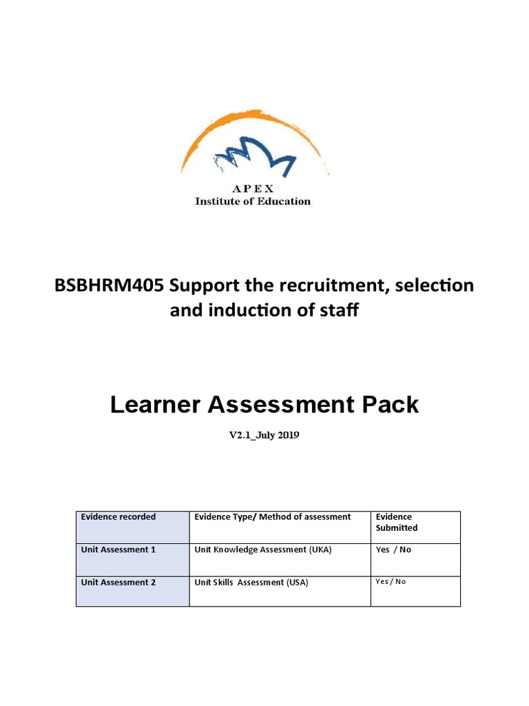 BSBHRM405 Recruitment & Induction Guide | PDF | Recruitment | Employment