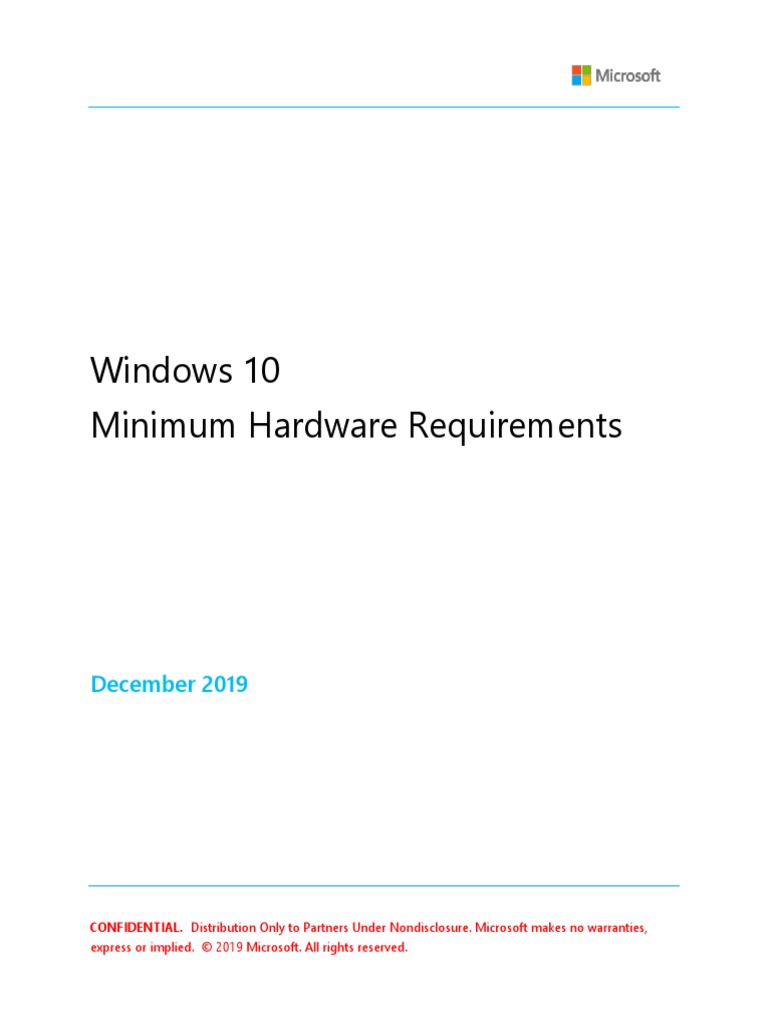Windows 10 Minimum Hardware Requirements  PDF  Windows 10  Microsoft Windows