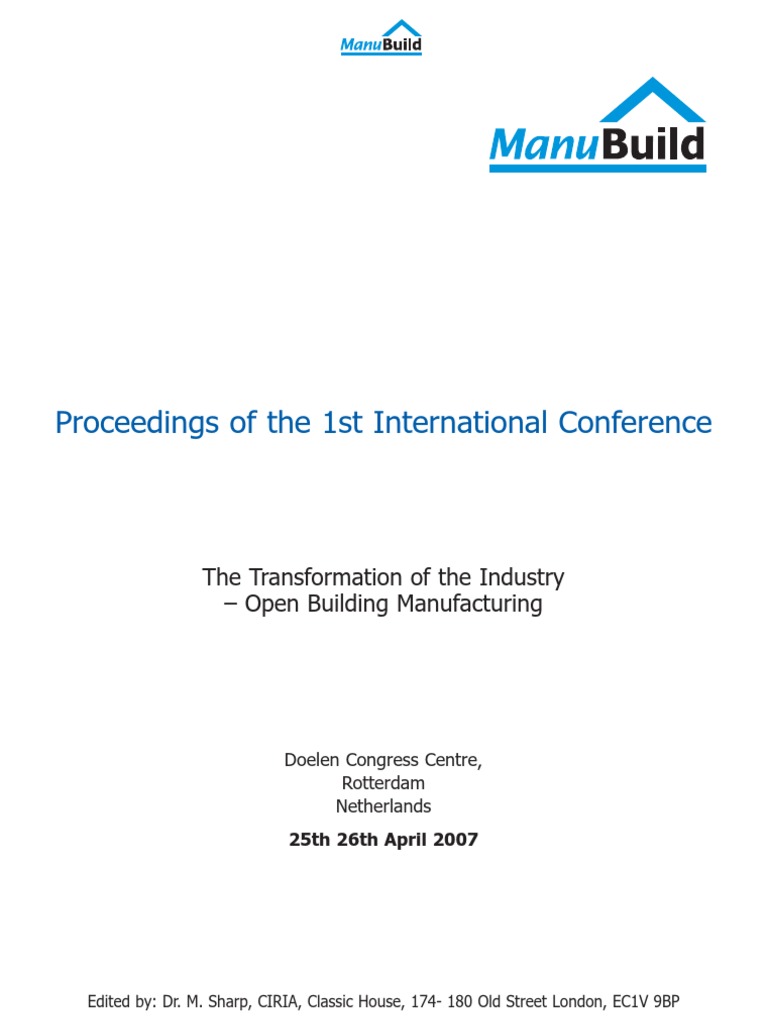 Manubuild First Conference Proceedings | PDF | Wall | Design