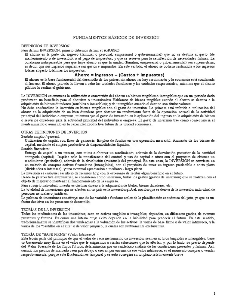 Fundamentos de Inversión y Ahorro | PDF | Inversiones | Capital (economía)
