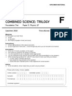 Gcse Combined Science: Trilogy: Foundation Tier Paper 5: Physics 1F