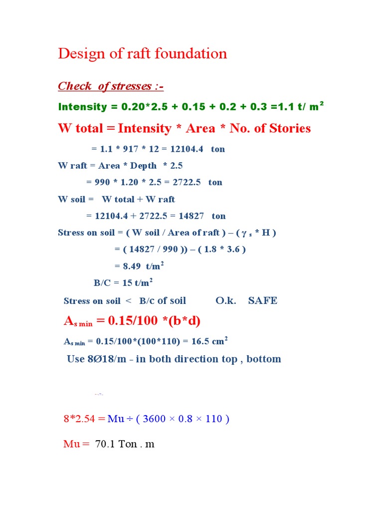 Raft Foundation Design and Analysis | PDF
