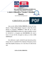 Vicente Celestino Duarte Carta de Trabajo Yajaira Lueje Bailon