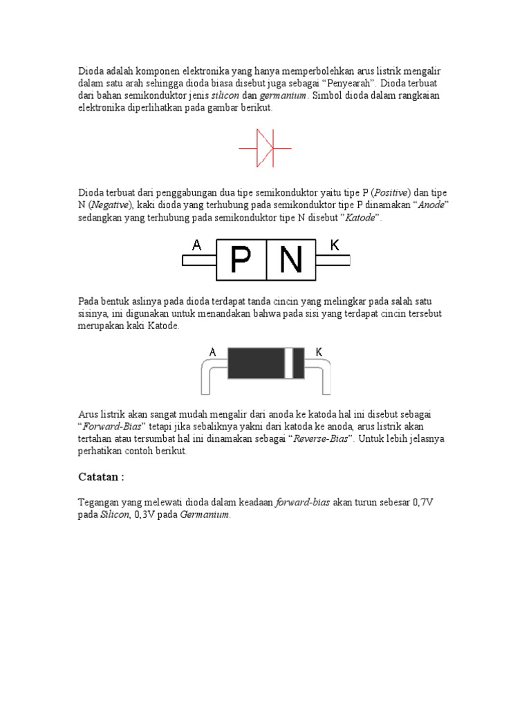 Dioda Adalah Komponen Elektronika Yang Hanya  