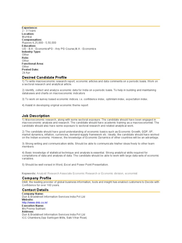 Desired Candidate Profile | PDF | Business