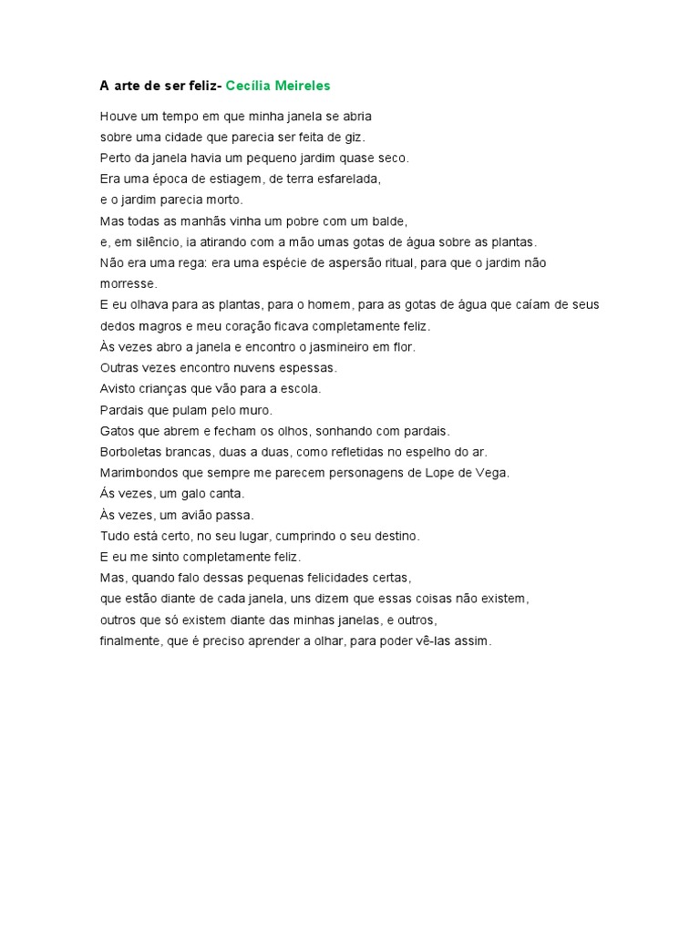A Arte de Ser Feliz Cecília Meireles | PDF